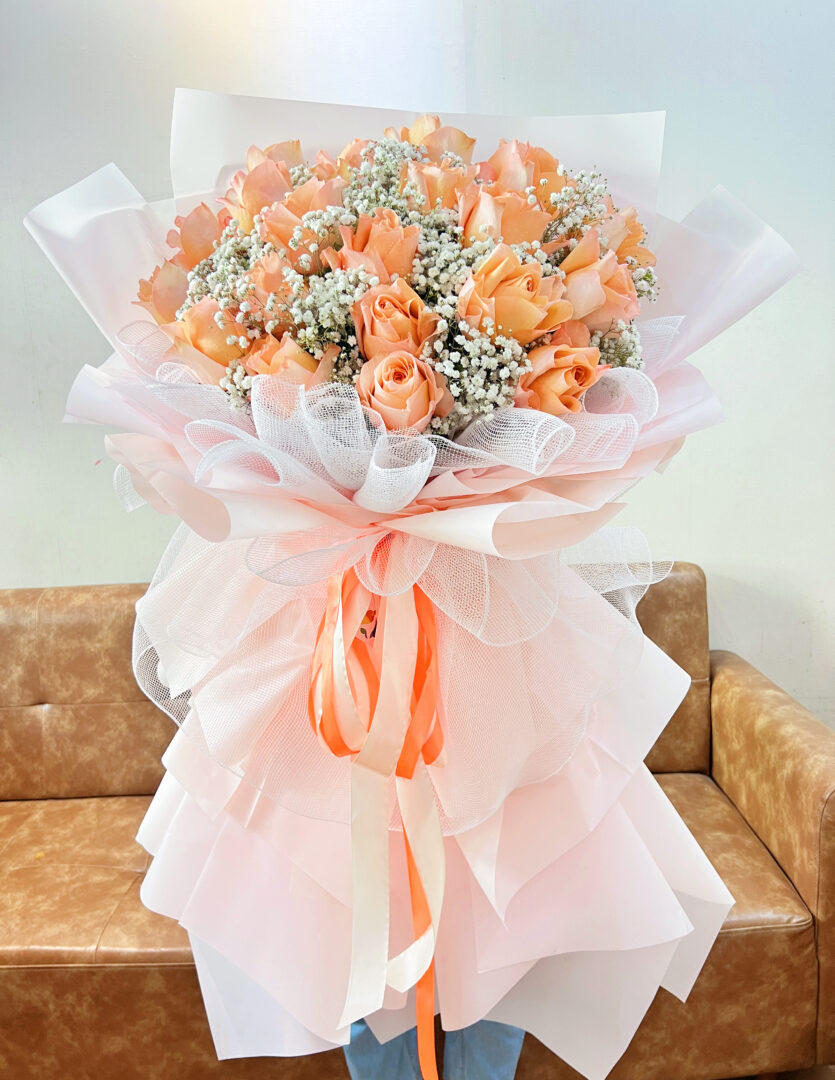 Bó Hoa Hồng Cam Lãng Mạn Giao Nhanh 2h HCM bó hoa hồng cam